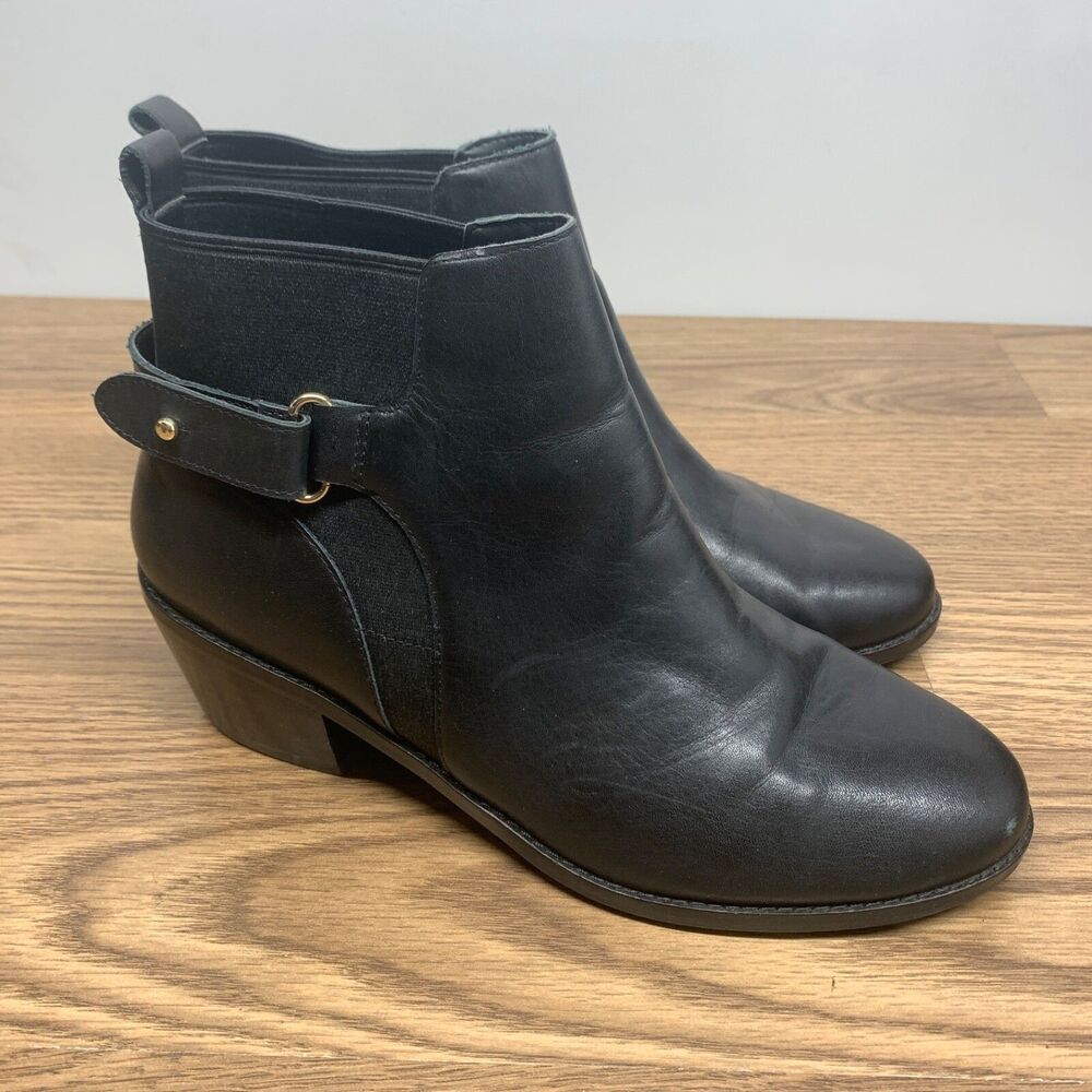 Cole Haan Womens Holis‎ Buckle Leather Stacked Heel Ankle Boots Shoes 7B